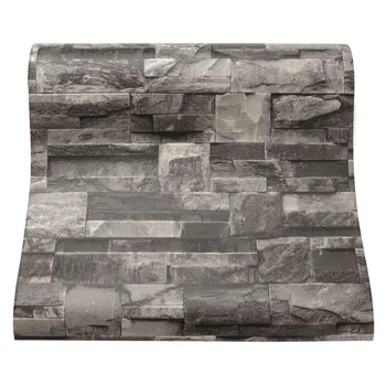 

Brick Vinyl 3D Effect Natural Embossed Stack Stone Wall Sticker Modern Living room TV Background Self Adhesive PVC Wallpaper
