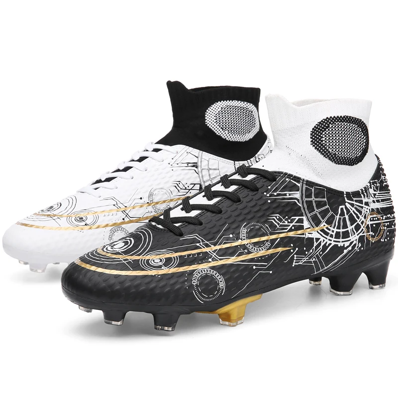 

Unisex Men Kids Football Shoes Cleats Outdoor Training Sock Boots Sneakers Breathable Long Spikes Soccer Shoes Turf Futsal 34-46