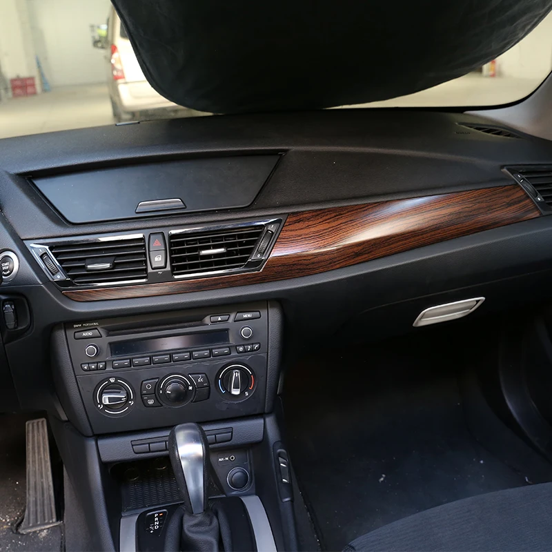 Сосна древесины зерна для BMW X1 E84 2011- ABS Автомобильная центральная консоль для салона Защитная панель Крышка отделка Аксессуары