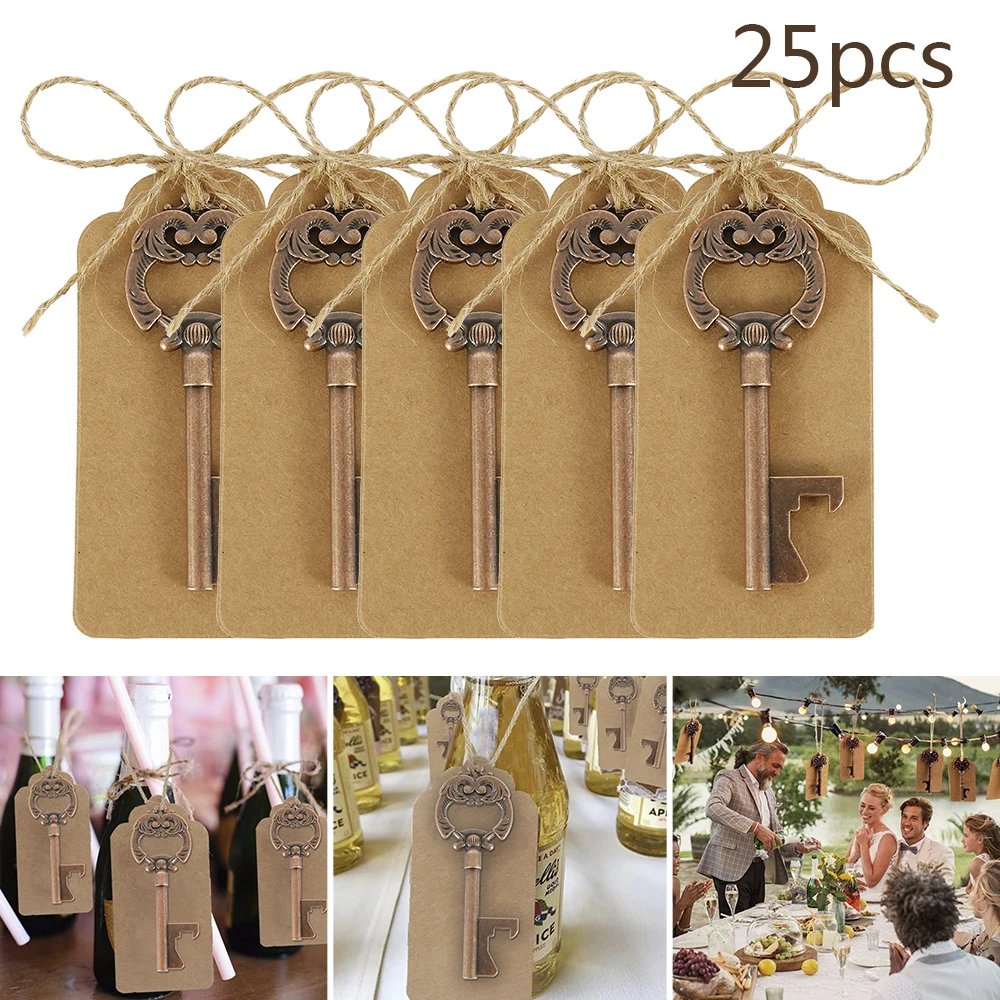 25 шт. металлический ключ пивная открывашка для бутылок вина брелок свадебные сувениры винтажные кухонные аксессуары антикварные подарки для гостей