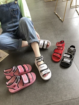 

The European Red song gao di Sandals Female Summer 2020 Ins Ultra-Fire Velcro Leisure Platform Open Toe Wild Tide women sandals