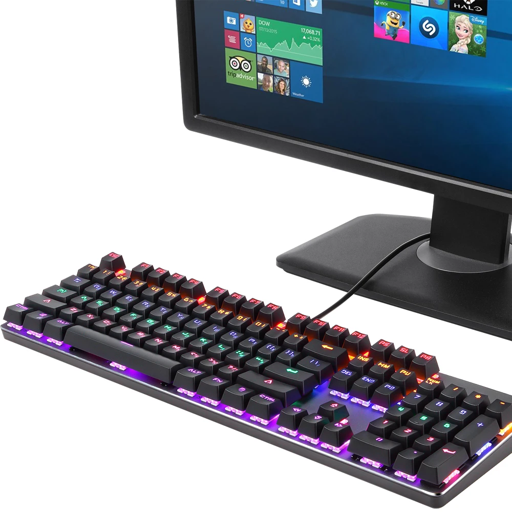 Механическая клавиатура RGB с 104 клавишами, русская игровая клавиатура, английский синий переключатель для планшетного компьютера VS CK104, клавиатура