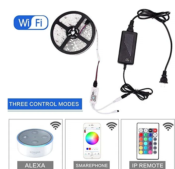 CHIZAO WiFi Светодиодные полосы света Alexa телефон приложение 24 ключа дистанционного управления SMD 5050 5 м красочные Смарт Музыка Звук активировать водонепроницаемый домашний декор