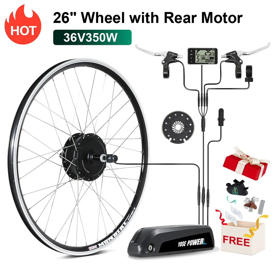 Комплект для преобразования Ebike с батареей 36V 12.5Ah 350W 26 'ɾ комплект заднего