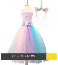 Rainbow Unicorn Inspired Tutu Dress Girls Flower Dress for Halloween and Birthdays Costume Dress and Unicorn Headwear (11)_副本