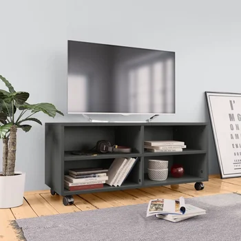 

vidaXL TV Cabinet with Castors Grey 90x35x35 cm Chipboard