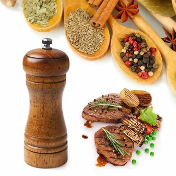 

Grinder Manual Rotating Oak Pepper Cellar Dusting Powder Bottle Flavor Pepper Mill