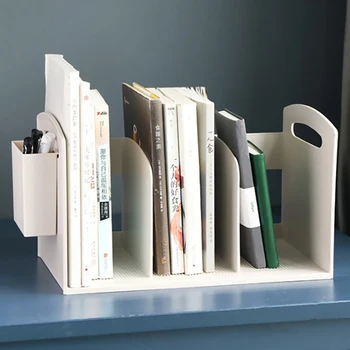 

Bookshelf Simple Table Shelf Children'S Desktop Storage Rack Modern Telescopic Student Small Bookshelf With Pen Holder Box