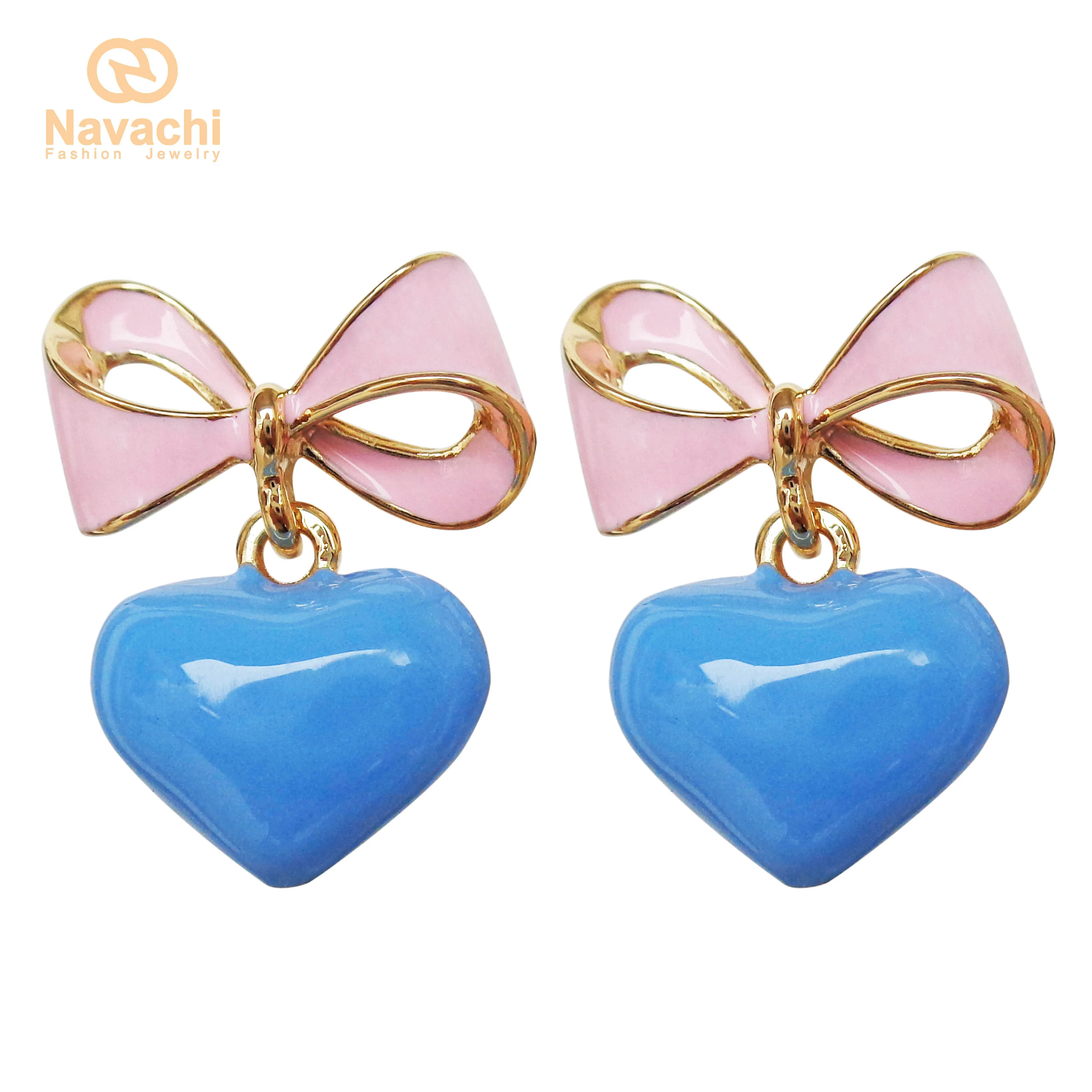 Цветные Эмалевые Серьги кольцо Navachi Love Heart оптовая продажа Бесплатная доставка