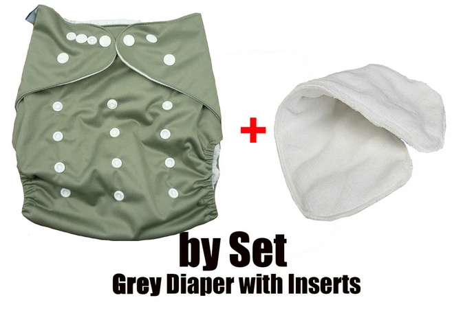 Grey Diaper Set От 2 до 7 лет детские тканевые подгузники AIO ПУЛ Водонепроницаемый моющийся многоразовые подгузники для детей Регулируемая посадка от 15 до 25 кг - Цвет: Grey Diaper Set