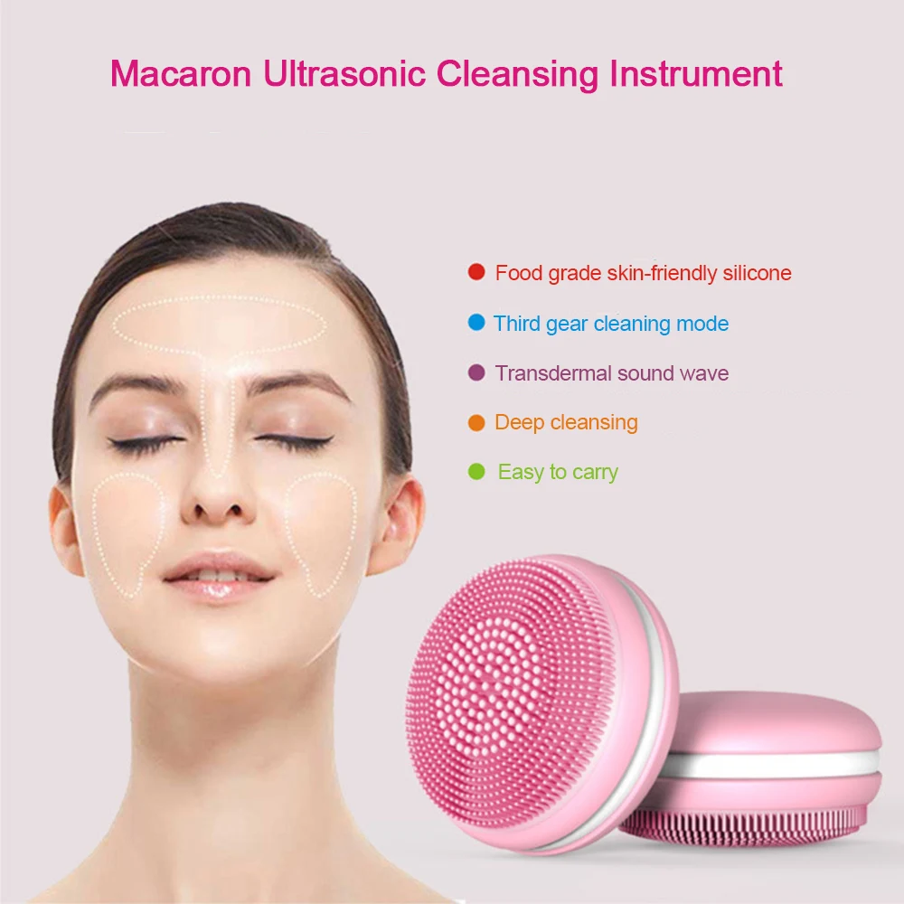 

Electric Ultrasonic Facial Cleansing Brush Massager 3-In-1 Mini USB Waterproof Silicone Facial Cleansing Devices