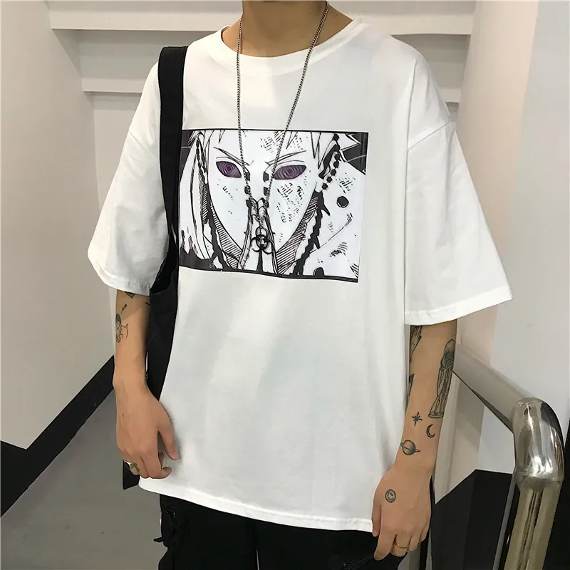 Harajuku Мужская футболка Наруто Саске боль крутая печать унисекс короткий рукав футболки уличная японская аниме забавная Футболка с принтом
