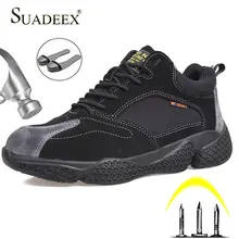 SUADEEX/неразъемная защитная обувь; Мужская Рабочая защитная обувь со стальным носком; Легкие уличные защитные ботинки для мужчин