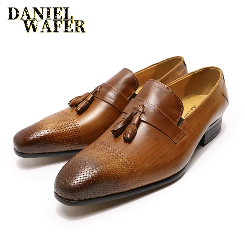 LUXURY MEN'S LOAFERS SHOES ELEGANT DRESS SHOES WEDDING OFFICE LEATHER BLACK BROWN SLIP ON POINTED TASSEL LOAFER MAN CASUAL SHOES LUXURY MEN'S LOAFERS SHOES ELEGANT DRESS SHOES WEDDING OFFICE LEATHER BLACK BROWN SLIP ON POINTED TASSEL LOAFER MAN CASUAL SHOES