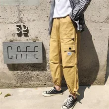 Гонконг Стиль карго популярный бренд японский стиль Карманный Свободный крой широкие брюки мужские шаровары INS Повседневный луч ноги прямой крой Би