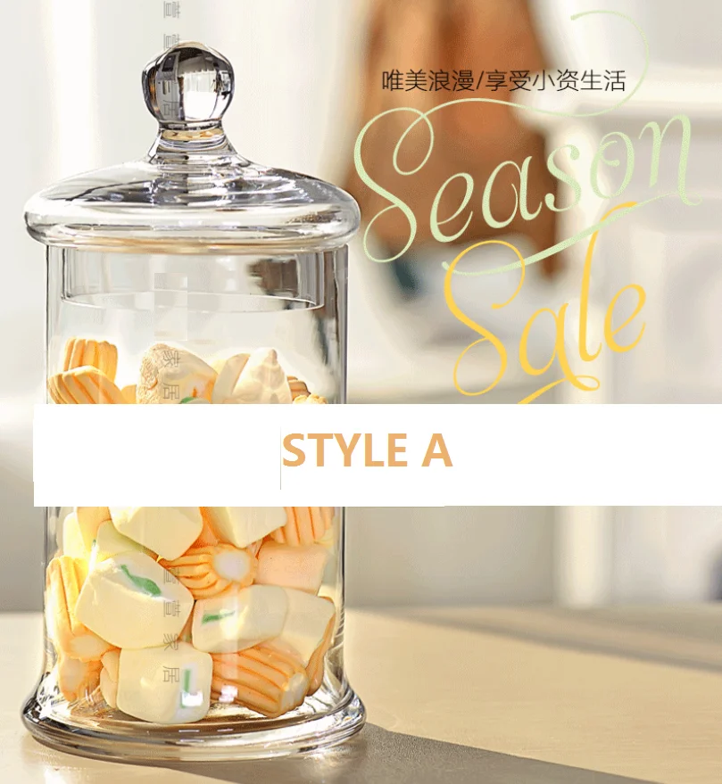 Crystal Wedding Decor Transparent Glass Crafts Three Styles Candy Jars Grain Storage Bottle