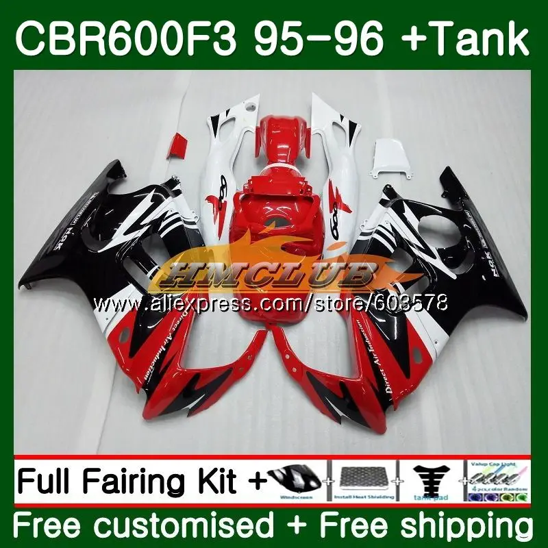 Корпус для HONDA CBR600RR CBR 600F3 FS CBR 600 F3 1995 1996 67CL. 50 красный, белый 600CC CBR600FS CBR600F3 CBR600 F3 95 96 обтекатели - Цвет: No. 1