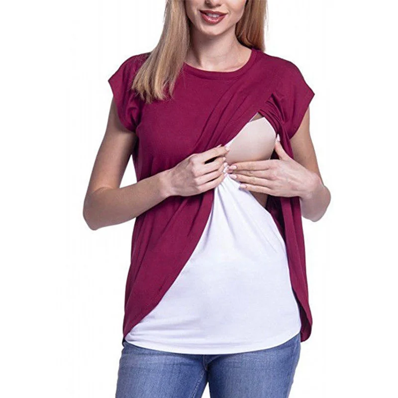 

Nursing Top Breastfeeding Loose Casual Short Sleeve Women Summer for Feeding Maternity Pregnancy Clothes S-XXL Pregnant Nursing