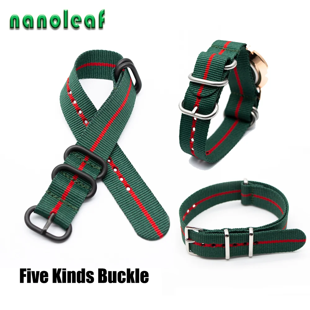 Nylon Watchband 2 Green 1 Red 18mm 20mm 22mm 24mm Woven Straps Watch Band For Men Women Bracelet Accessories | Наручные часы