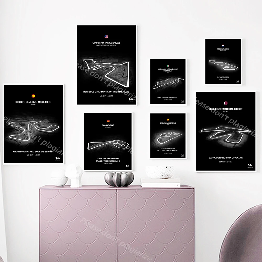 Formula One Circuit Map F1 Poster Spagna Italia Race Quatar Track Wall Art Prints Canvas Painting Decor Pictures For Living Room