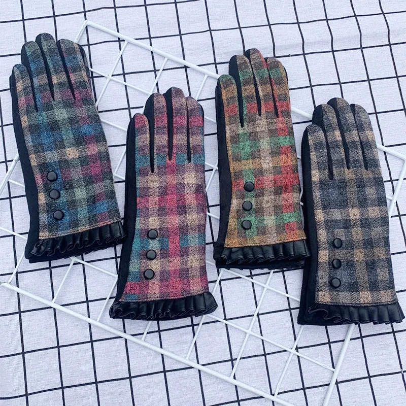 

Women Winter Plus Velvet Thickening Fashion Driving Gloves Fashion Colorful Outdoor Heat Full Finger Lined Touch Screen Mittens