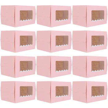 

12Pcs Rectangle Cake Packaging Boxes Food Packing Boxes Portable Cake Container
