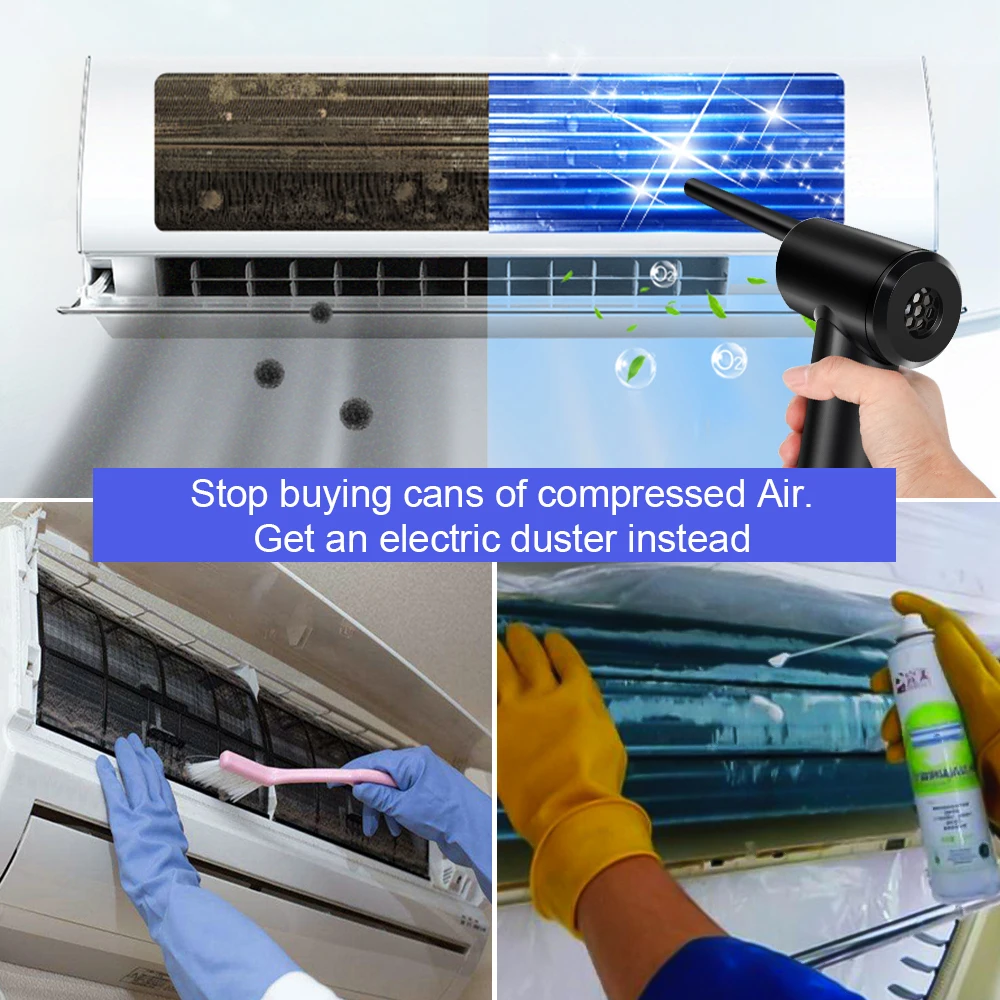 2-in-1 Cordless Electric Air Duster Blower Vacuum for Cleaning Computer Keyboard – 120 Degree Rotation, Replaces Canned Air Spray Cleaner Description Image.This Product Can Be Found With The Tag Names Computer cleaners, Computer Office, Electric air duster blower