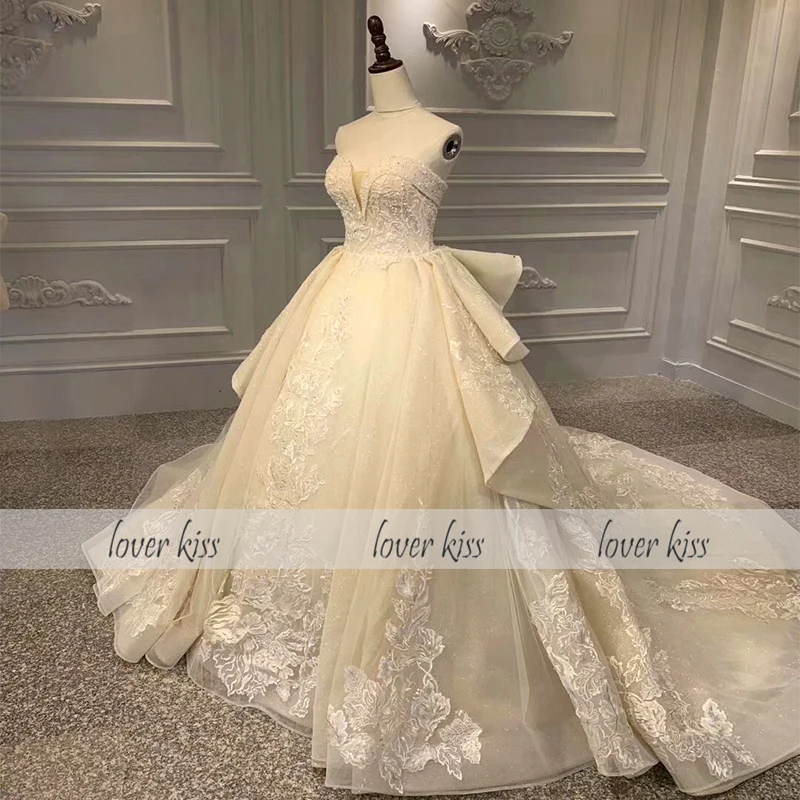 Lover Kiss Vestido De Noiva настоящая фотография Роскошная свадебная одежда свадебные бальные платья милое кружевное свадебное платье с аппликацией на заказ