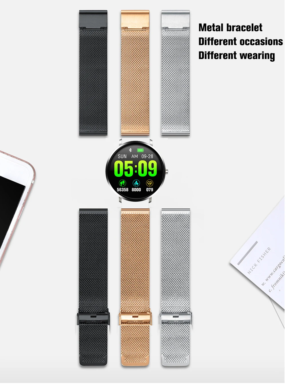 KAIHAI Смарт часы из закаленного стекла монитор сердечного ритма Smartwatch музыка секундомер сенсорный экран для телефона Android IP67 водонепроницаемый