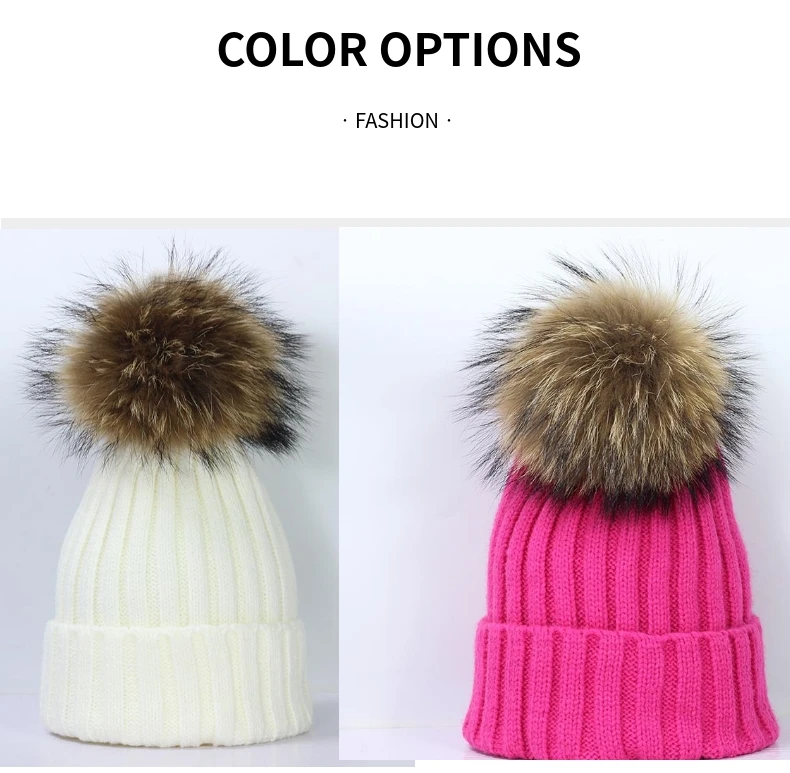 Mink And Fox Fur Ball Cap Pom Poms Winter Hat For Women Girl's Hat Knitted Beanies Cap Brand New Thick Female Cap