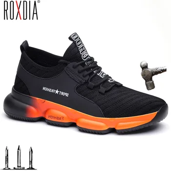 

ROXDIA Fashion men safety shoes women work sneakers steel toe cap breathable outdoor shoe plus size 36-48 new brand RXM631