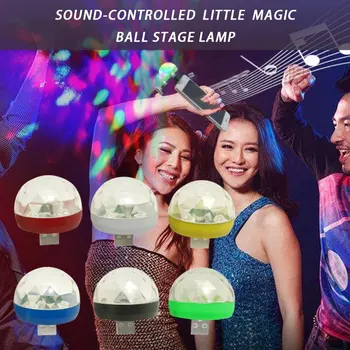 

Mini Stage Light Voice Control Small Magic Ball Light Rgb Mobile Phone Usb Android For Apple Rotating Stage Light Led