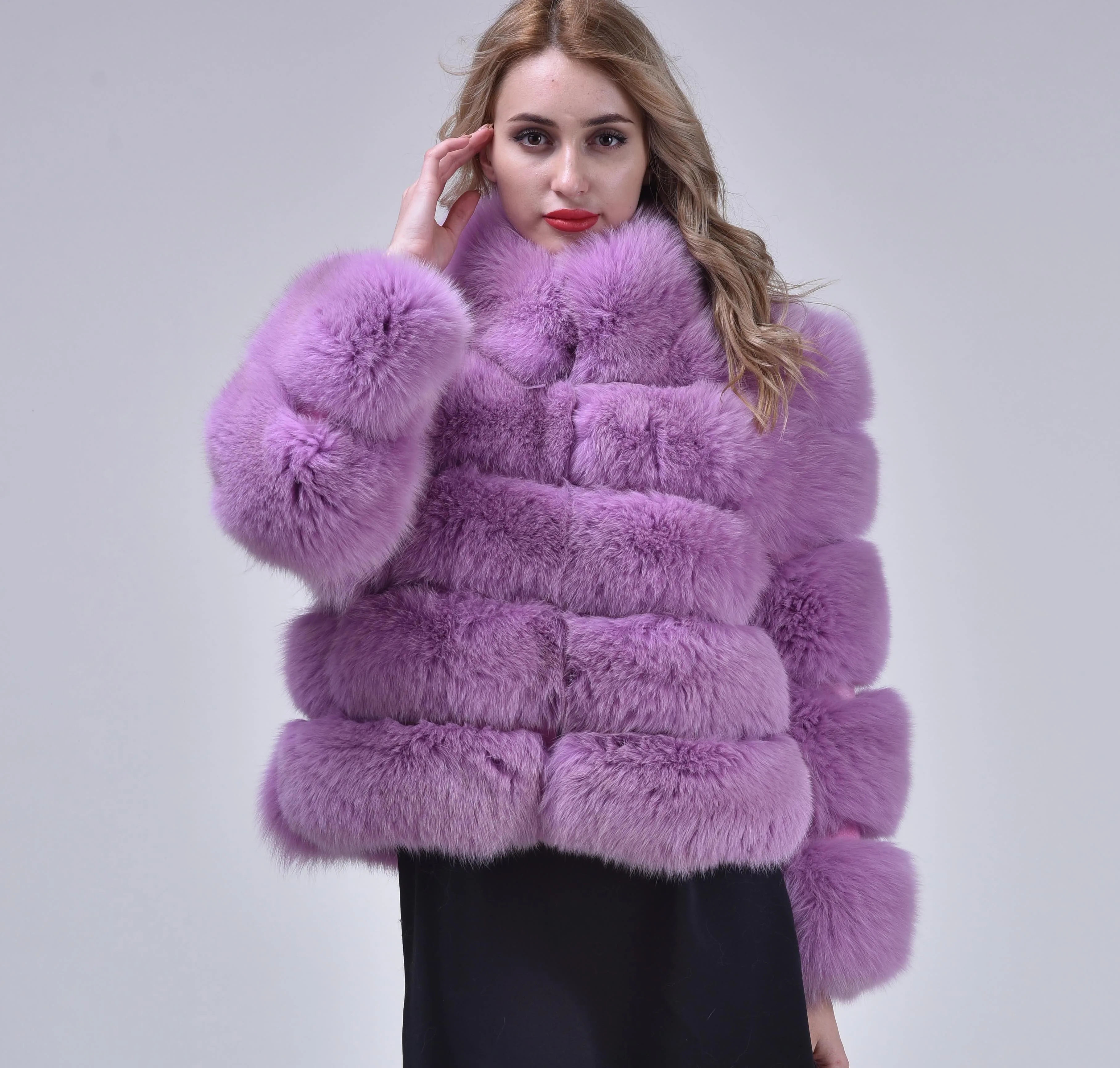 Куртка JANEFUR из натурального Лисьего меха женская кожаная шуба плотного модная
