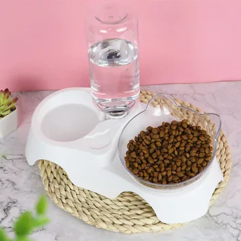 

Plastic Double Pet Bowl For Dogs Puppy Cats Food Water Feeder Pets Feeding Dishes Dog Bowls Protect Cervical Vertebra Tilt