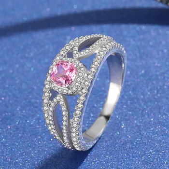 

Square 925 Silver Color VS1 Diamond Ring for Women Fashion Wedding Bizuteria Topaz Gemstone Silver 925 Jewelry Diamond Ring Gift