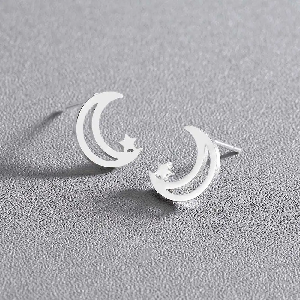 

Chandler Moon Star Earring Hollow Out Moon Crecent ear studs Fashion Mini Female 2019 Party Jewelry Girlfriend Gifts