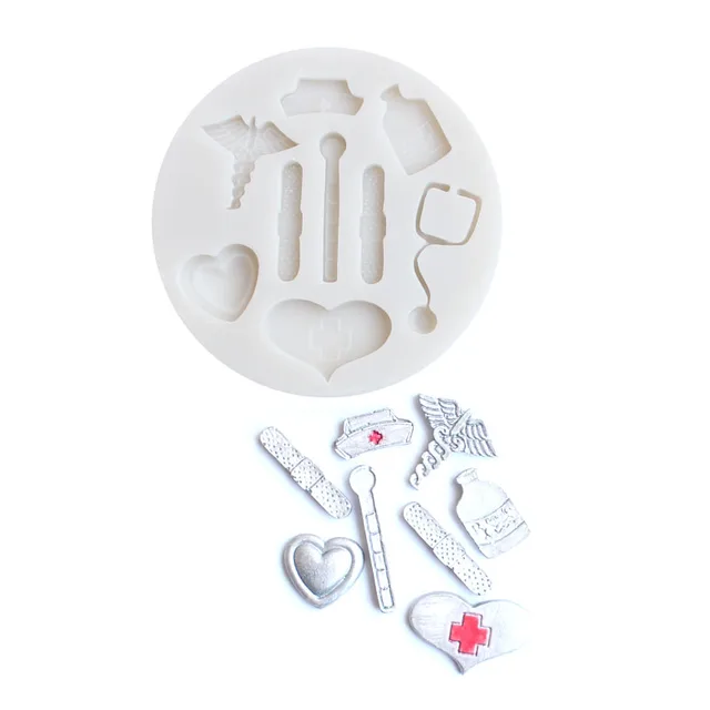 Ápoló Torta Szerszámok Témájú Orvosi Kalap Palack Szív Szerszám Gyógyszer Szilikon Penész Díszítő Cupcake Fondant - Image 4