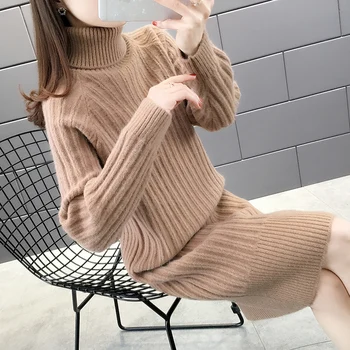 

2020 OHCLOTHING Room 153824, row 2, No.7, middle] take a real photo of the new solid two lapel, medium long Pullover dress 59