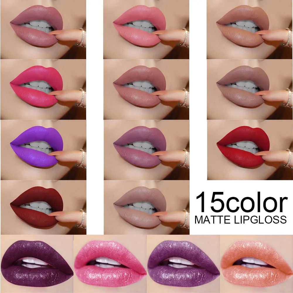 TEAYASON Beauty Lips Makeup Dark Red Nude Pigment Waterproof Long Lasting Glitter Liquid Lipstick Matte Lip 4