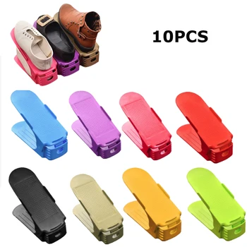 

10PCS Plastic Shoes Rack Footwear Support Shoe Organizer Adjustable Durable Storage Holder Space Saving Cabinet Closet Stand