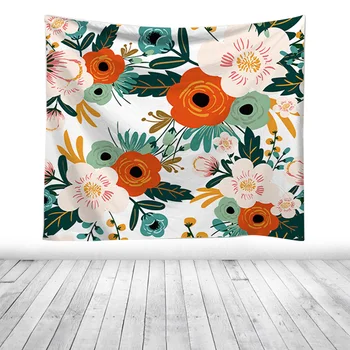 

Dormitory Floral Tapestry Printed Home Flowers Leaves Wall Hanging Living Room Soft Beach Shawl Watercolor Hotel Bedroom Curtain