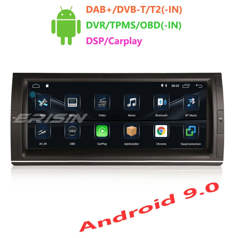 Erisin ES3003B 10,2" Автомобильный мультимедийный плеер Авто Радио Android 9,0 DAB+ DVR OBD gps DSP Carplay для BMW 5er E39 E53 X5 M5