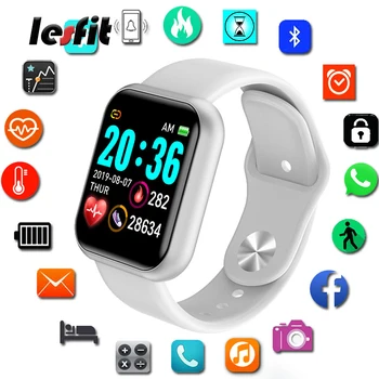 

Lesfit Y68 Rectangle Waterproof Digital Smart Women Wristband Bluetooth Smart Watch Digital Clock HR Monitor Rate Step Pedometer