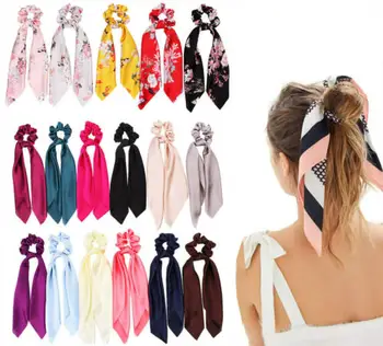 

2020 New Silk Hair Scrunchies Chiffon Bowknot Women Pearl Ponytail Holder Hair Tie Hair Rope Rubber Bands Hair Accessories