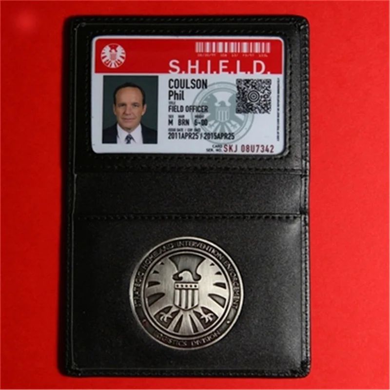 Агенты Shield s.h.i.e.l D. Металлический Щит значок Pin& ID карты подлинный кожаный чехол кошелек 1:1 мужской подарок косплей реквизит - Окраска металла: Red ID Card