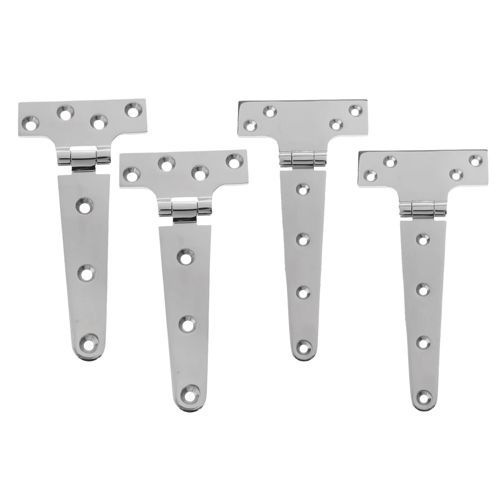 4x Door Barn Trailer Shed Gate Strap T Hinge Heavy Duty Marine Hardware - 316 Stainless Steel - 8 inch 203mm + 6 inch 152mm
