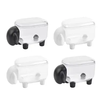 

4 Desktop Cotton Pad Swab Clip Animal Shape Plastic Box Toothpick Storage Case