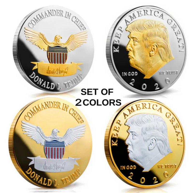 2020 President Donald Trump Gold & Silver Plated EAGLE Commemorative Coin 