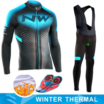 

Northwave 2019 Winter thermal fleece Set Cycling Clothes NW men's Jersey suit Sport riding bike MTB clothing Bib Pants Warm sets