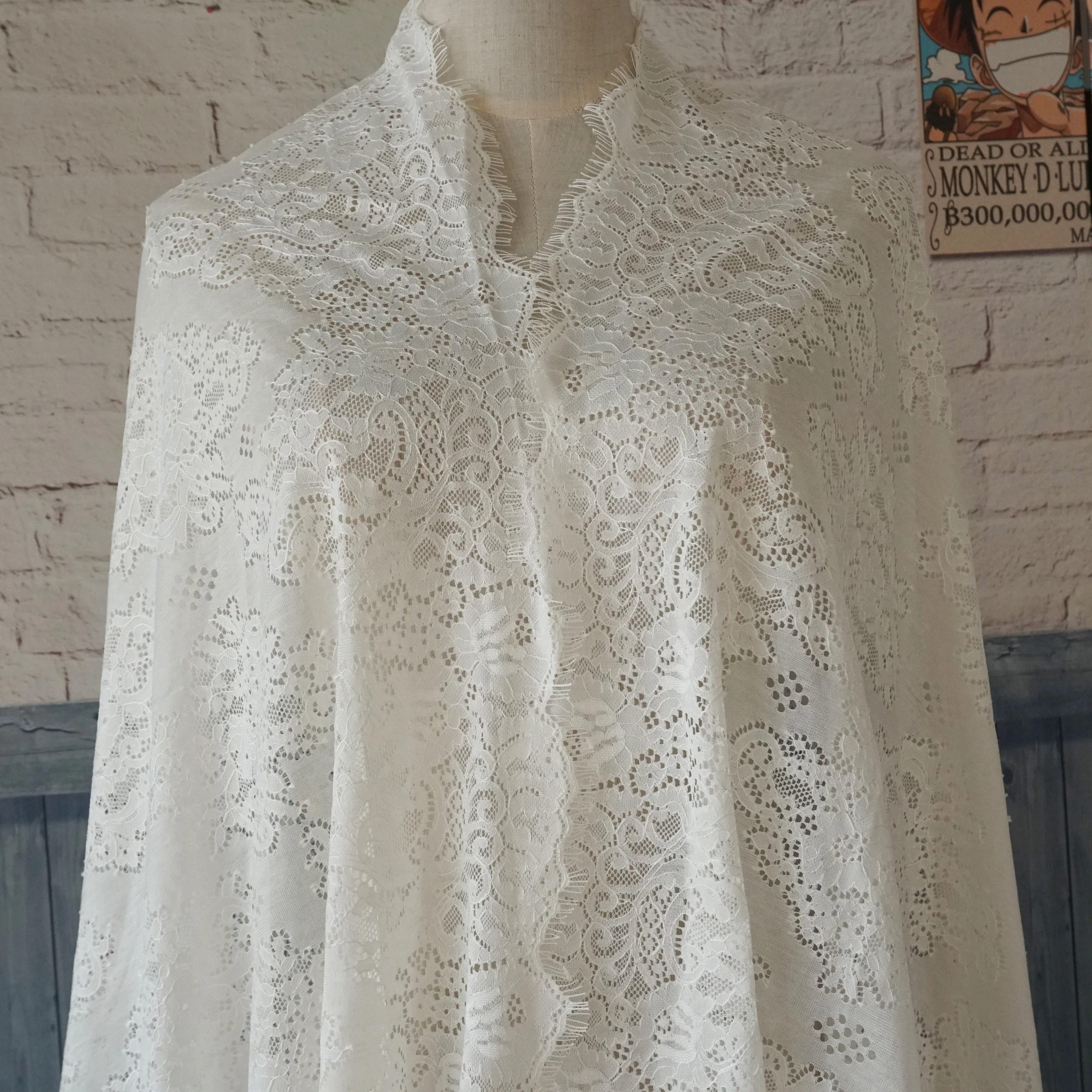 Beige/Ivory color lace cloth dress casual lace fabric material TOP quality! 150x300cm=1piece eyelash lace, vintage dress lace photo